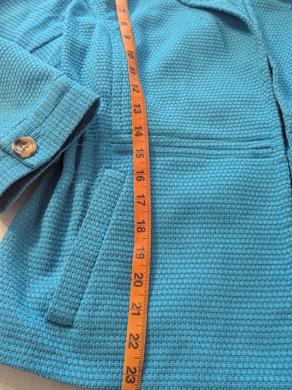 Joan Rivers Turquoise Textured Single-Button Blazer - Picture 4 of 5